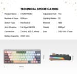 Mechanical gaming keyboard with RGB lighting and full keys.