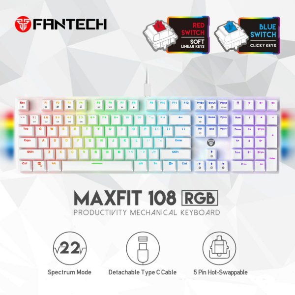 MAXFIT108 MK855 RGB HOTSWAPPABLE WIRED MECHANICAL KEYBOARD