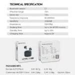 TWS TX1 LITE BLUETOOTH WIRELESS EARBUDS WITH BUILT IN MICROPHONE - Image 2