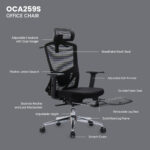 FANTECH OCA259s OFFICE CHAIR – BLACK - Image 5